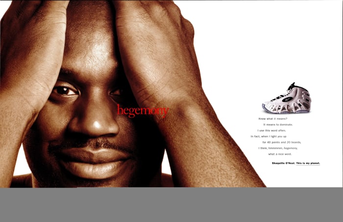 A 1996 Reebok advertisement for Shaquille O'Neal's sneakers.